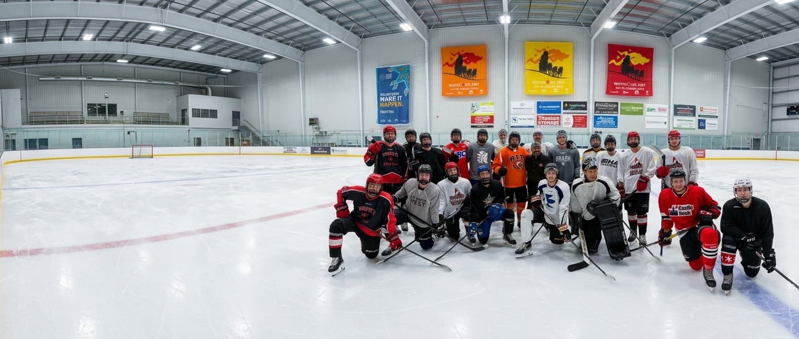Yukon Summer Hockey Club players at the rink